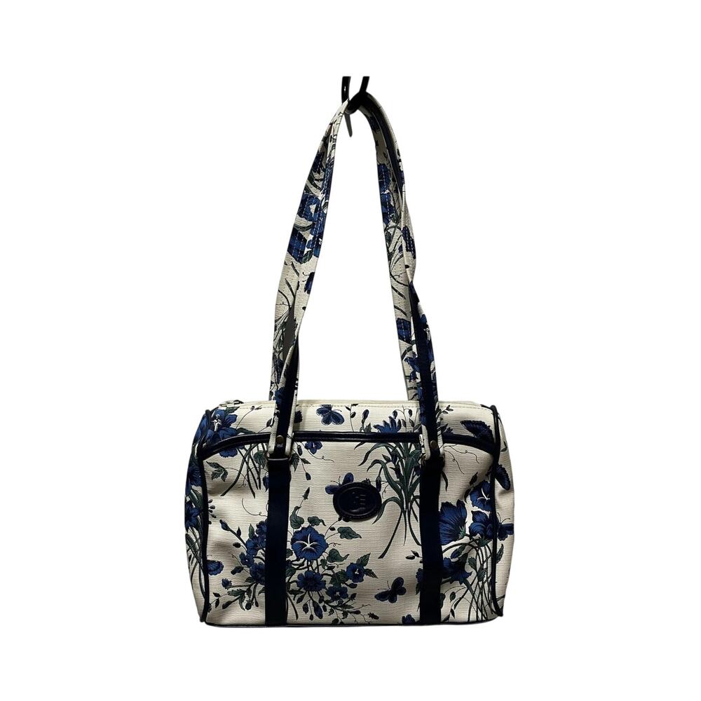 Gitano Purse Shoulder Bag White with Blue Flowers Butterflies Toile NWOT